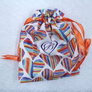 Brighton Multi Color Drawstring Bag With Hearts and Logo For Jewelry and More